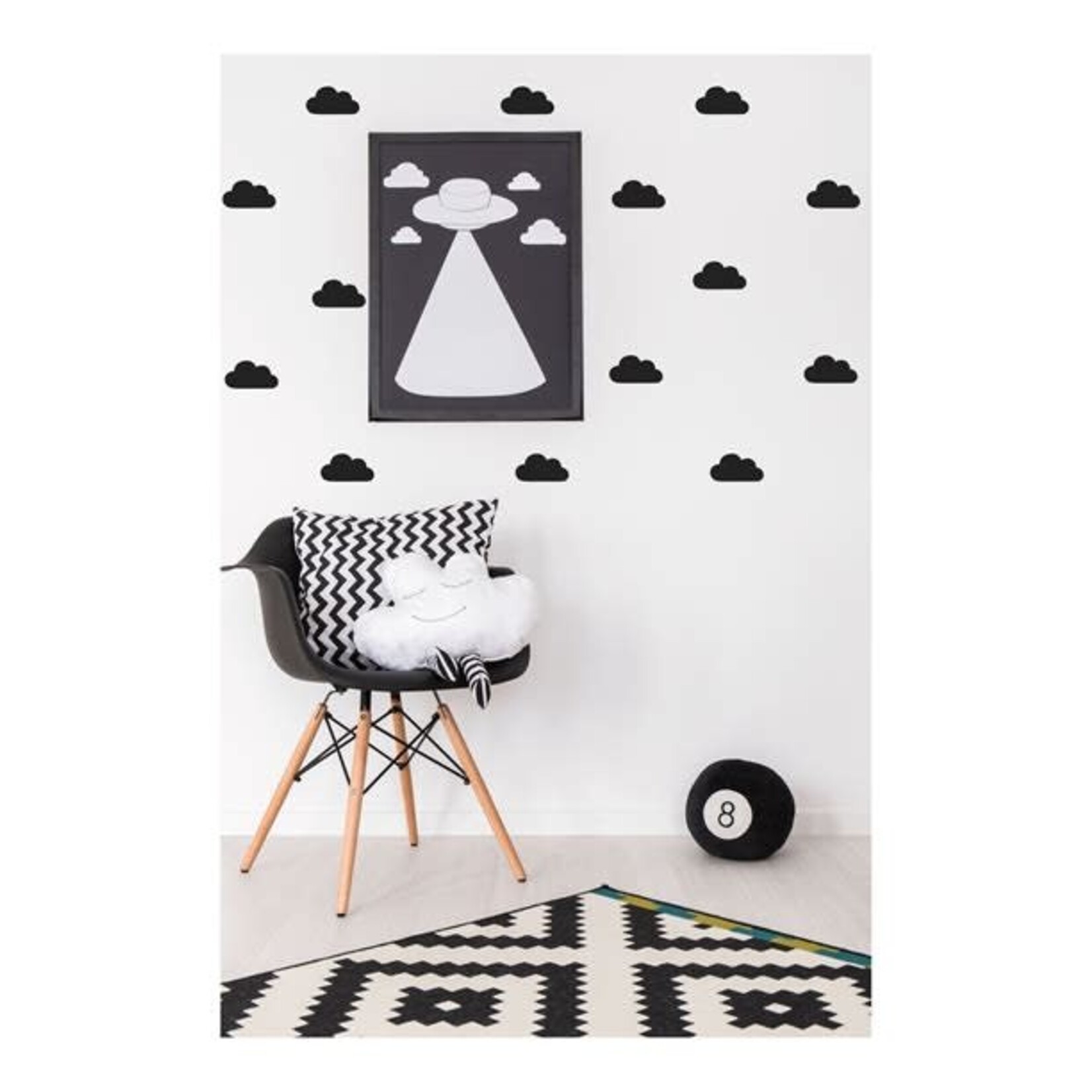 Pom le bonhomme Stickers Déco Repositionnables Nuages Noirs