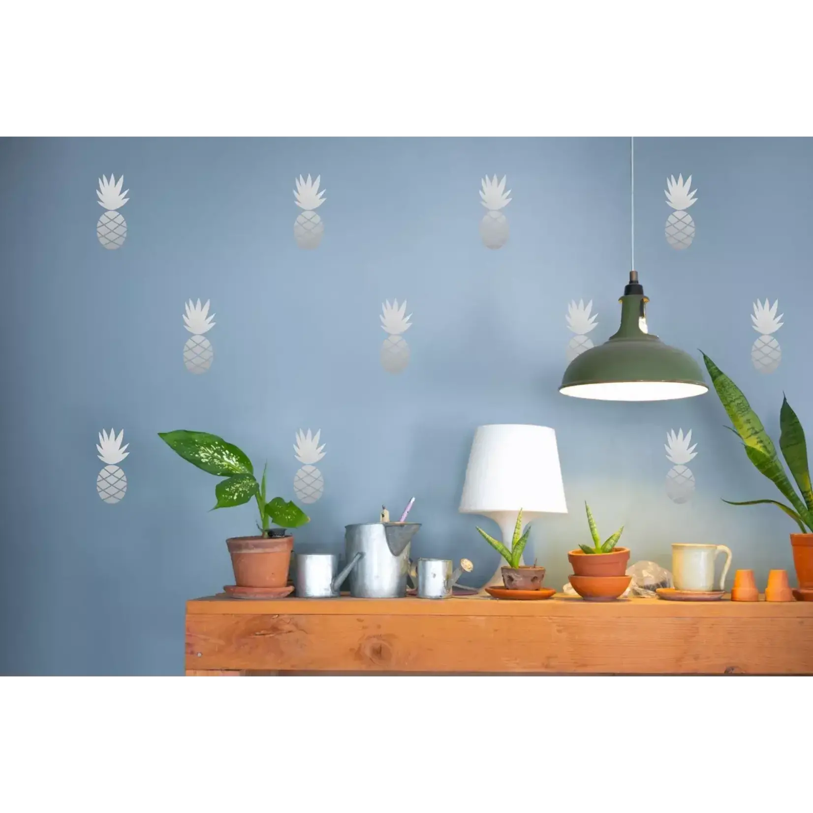 Pom le bonhomme Stickers Déco Repotisionnables Ananas Argent