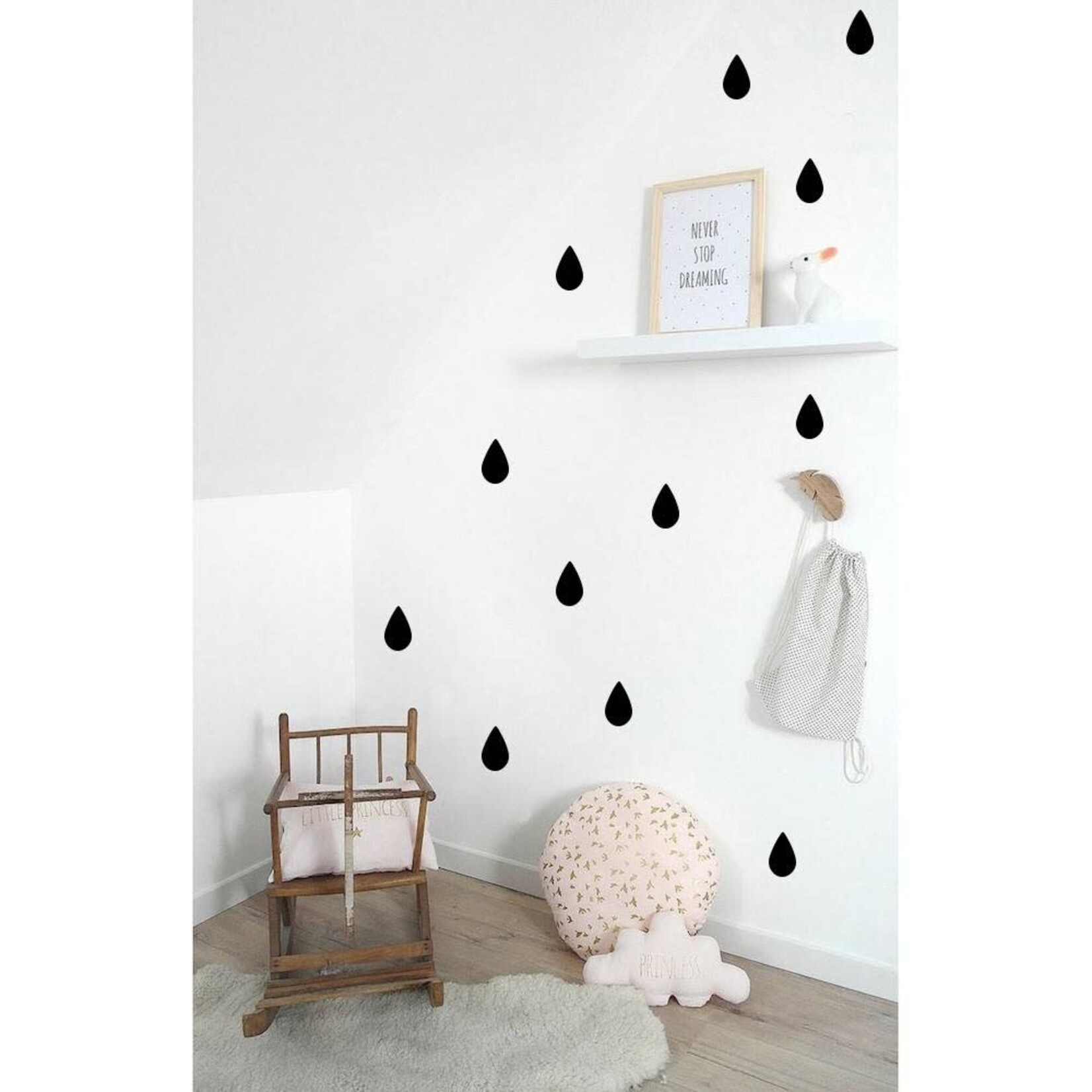 Pom le bonhomme Stickers Déco Repotisionnables Gouttes Noires