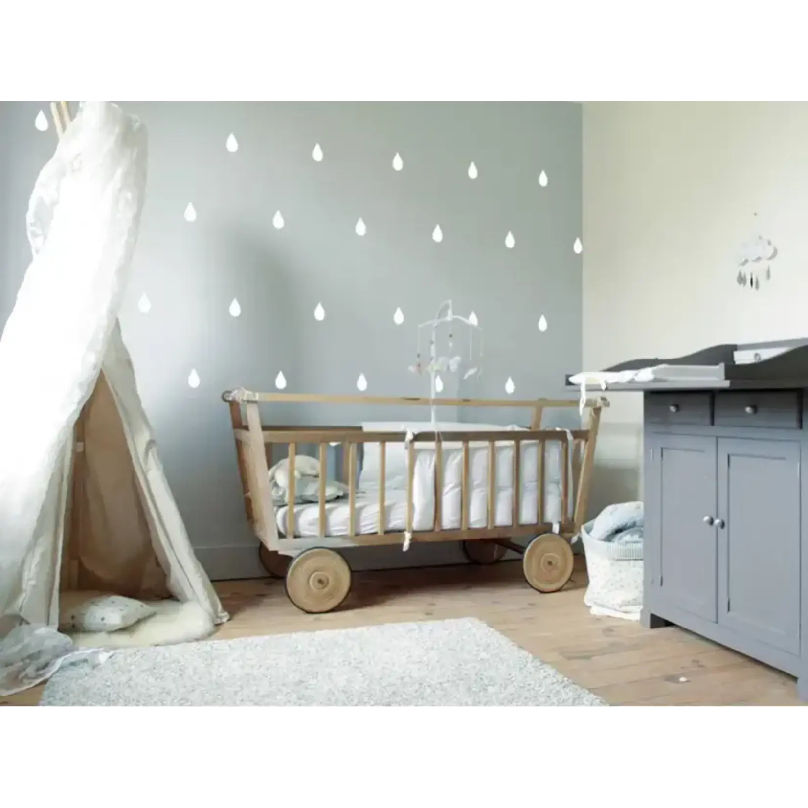 Pom le bonhomme Stickers Déco Repotisionnables Gouttes Blanches