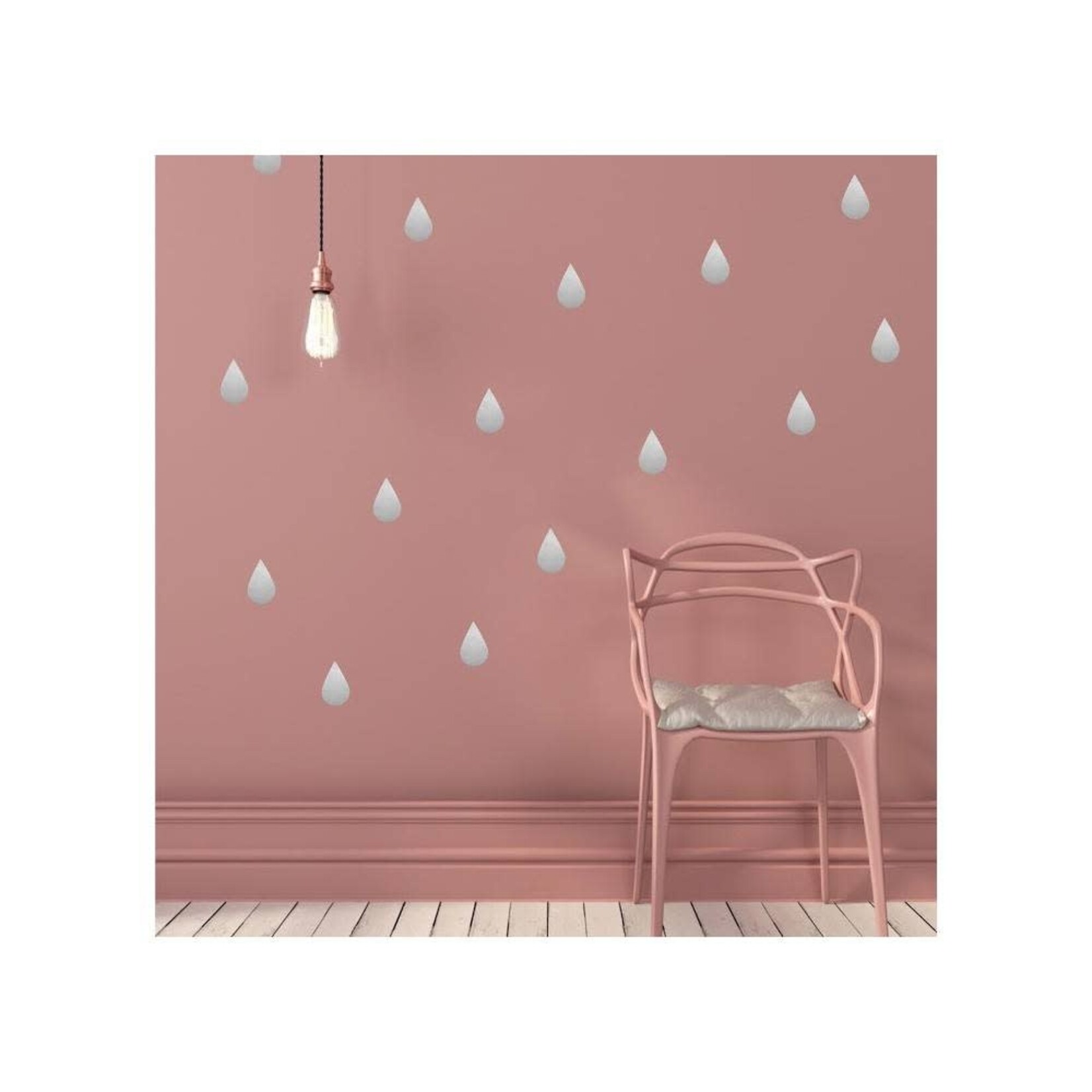 Pom le bonhomme Stickers Déco Repotisionnables Gouttes Bleu-Argent