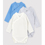 Petit Bateau Lot 3 Sf Bodies Manches Longues Fleurs Coton Bio Naissance 50CM