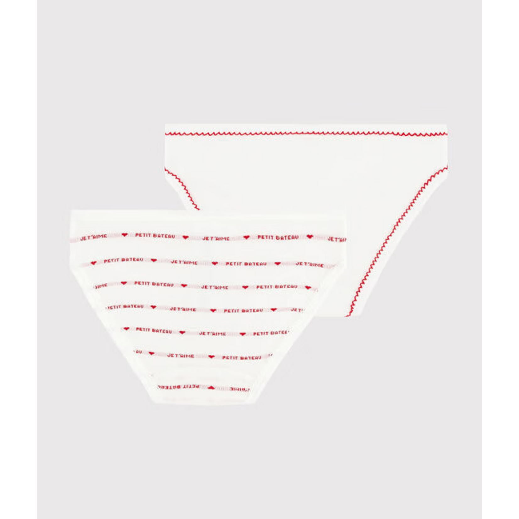Petit Bateau Lot 2 Culottes Enfant Coeurs Rouges