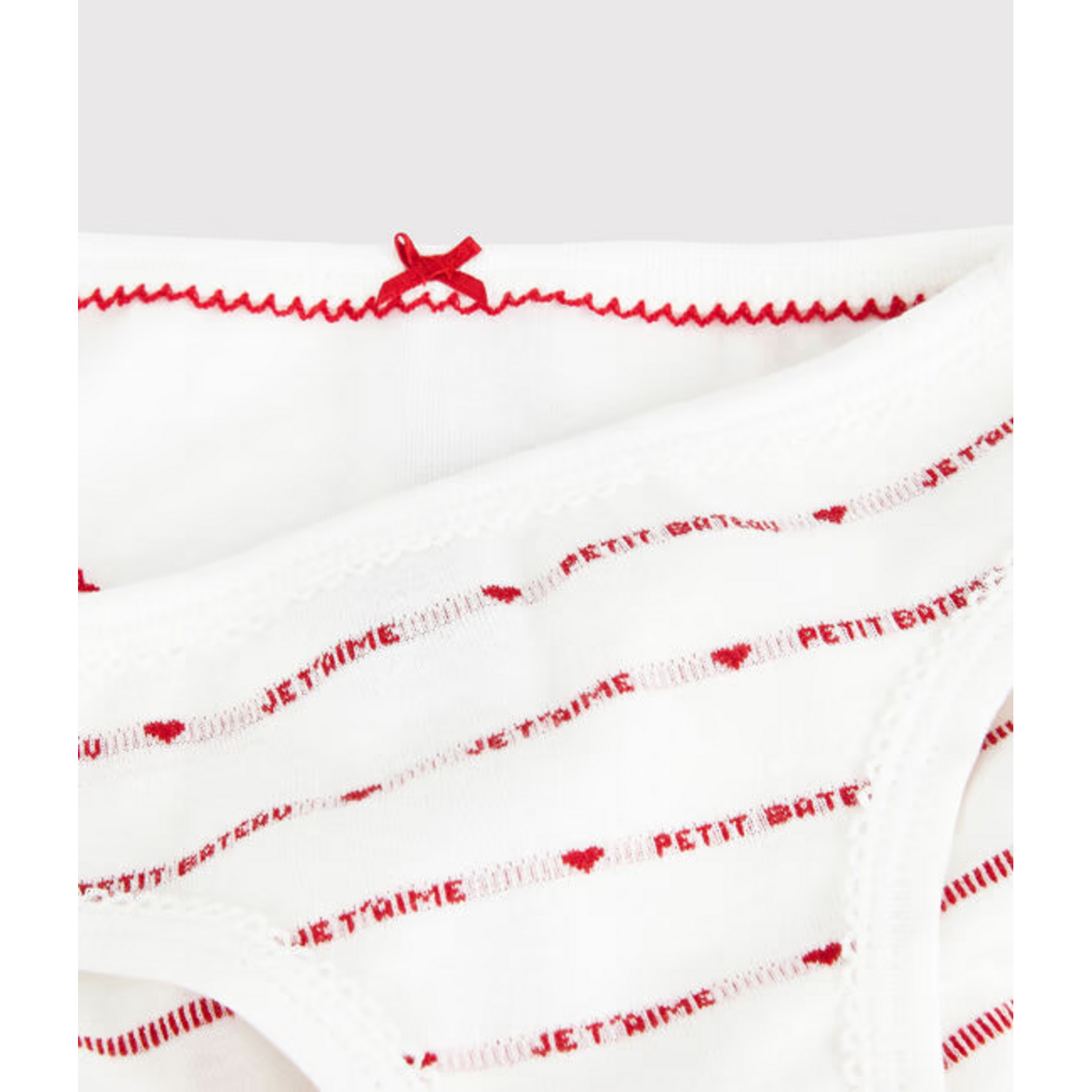 Petit Bateau Lot 2 Culottes Enfant Coeurs Rouges
