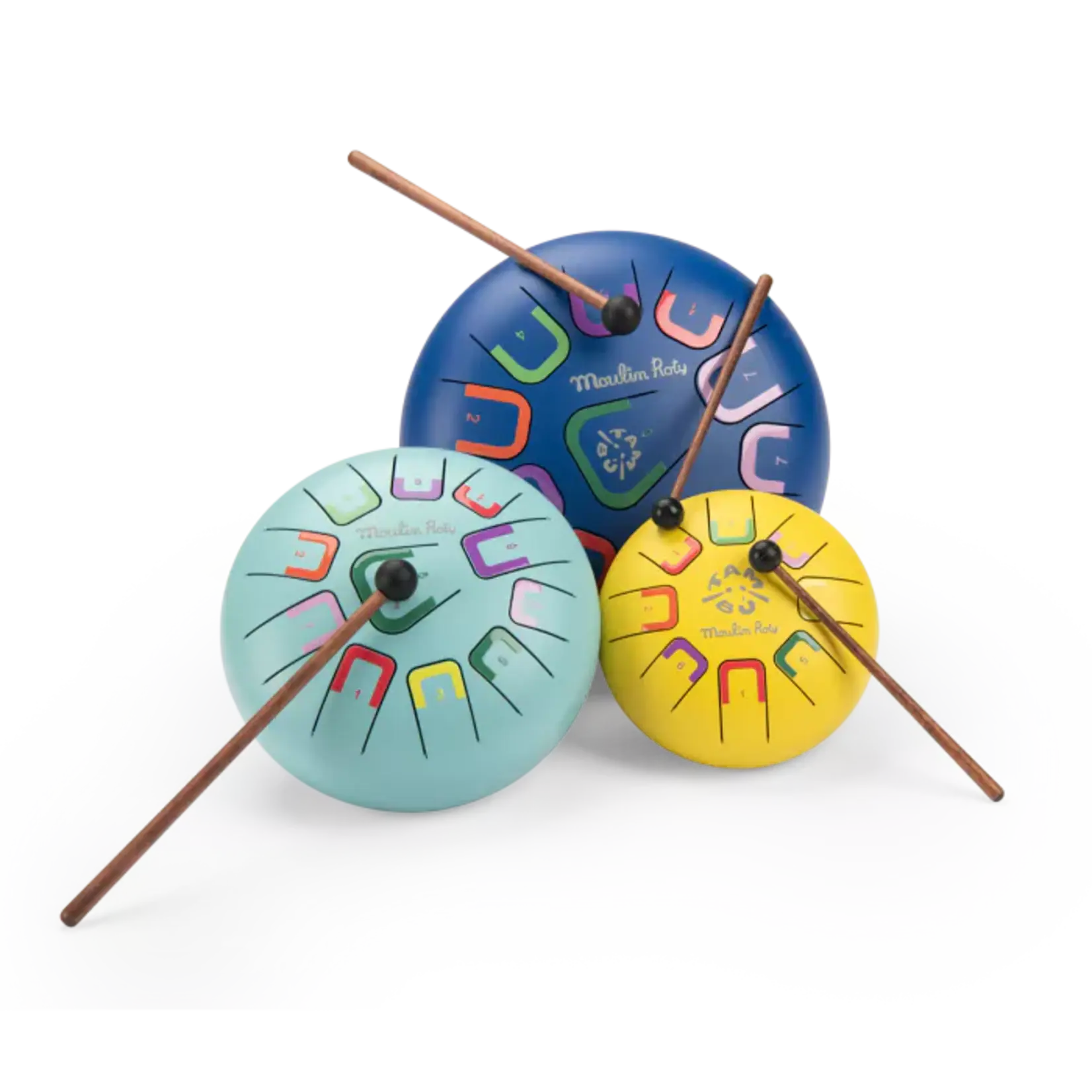 Moulin Roty Tambour à Languettes Bleu Clair Puce et Pilou - Dès 3A