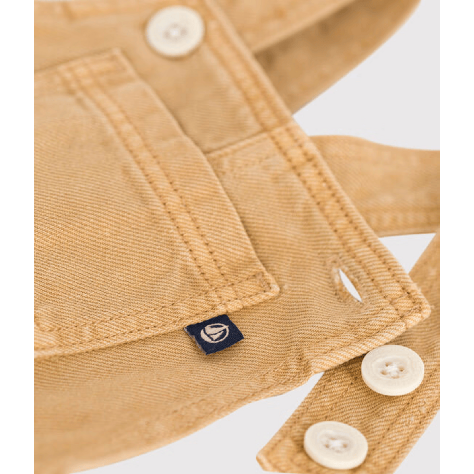 Petit Bateau Salopette Longue Bébé Denim Couleur Moutarde 36M