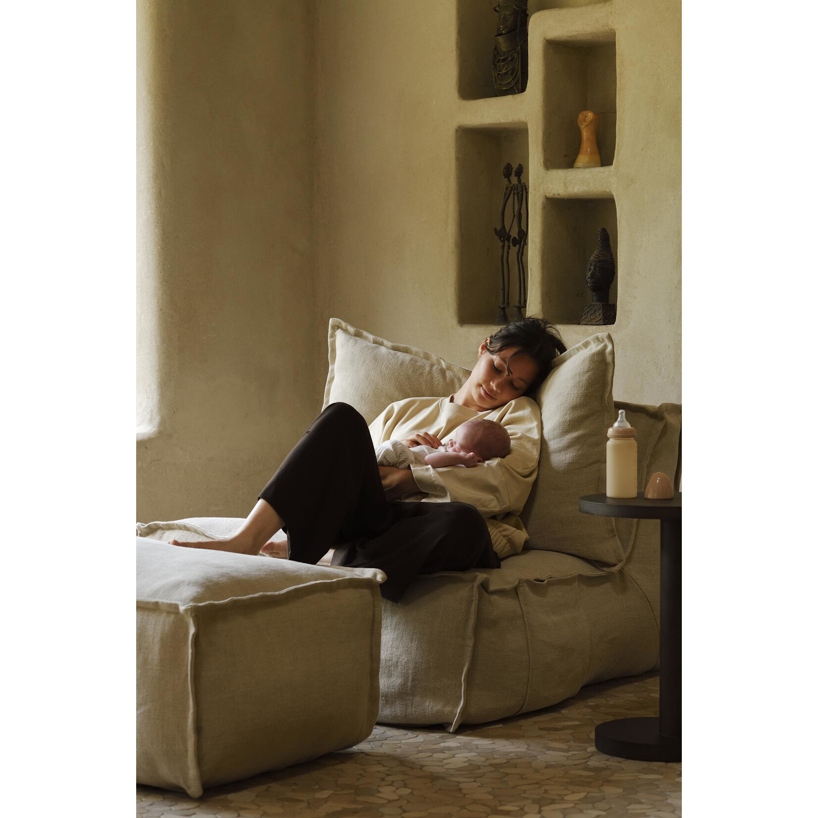 Quax Pouf Ottoman pour Fauteuil Linen Lounger Beige