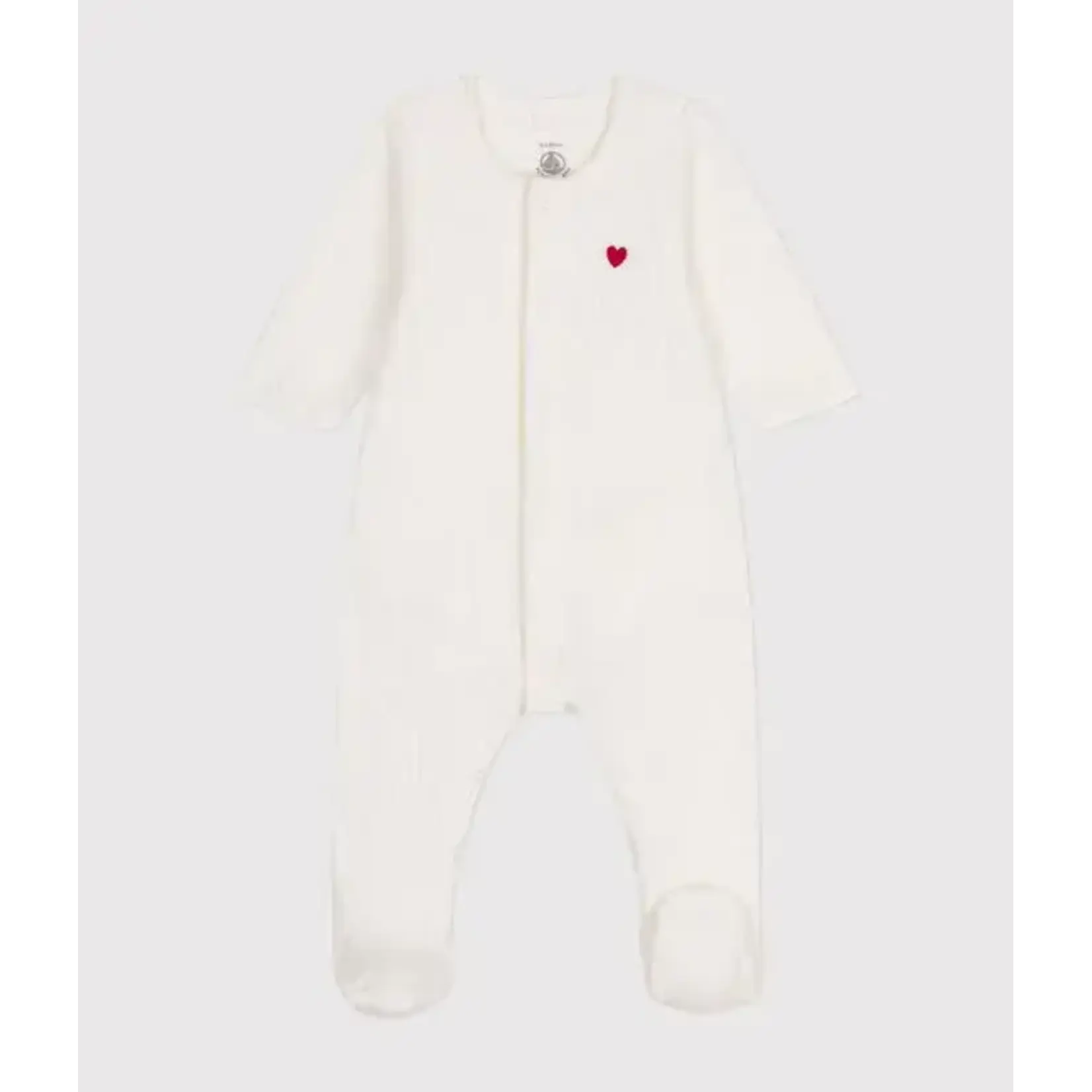 Petit Bateau Dors Bien Unisexe Bébé Hiver Velours Blanc Coeur Rouge N46