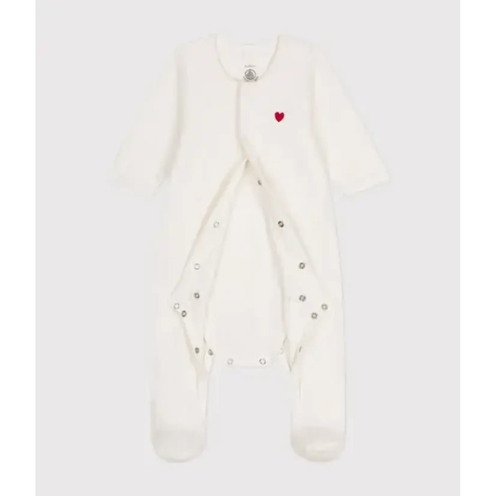 Petit Bateau Dors Bien Unisexe Bébé Hiver Velours Blanc Coeur Rouge N46