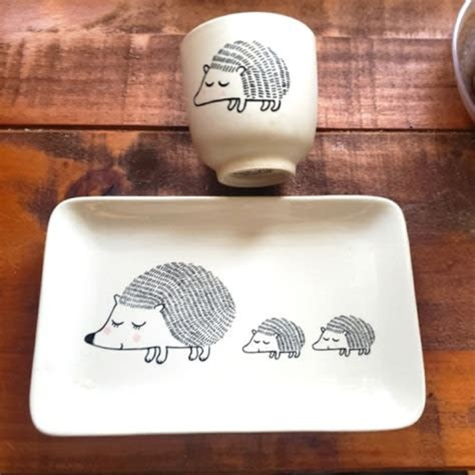 Set Tasse et Assiette Porcelaine Hérisson
