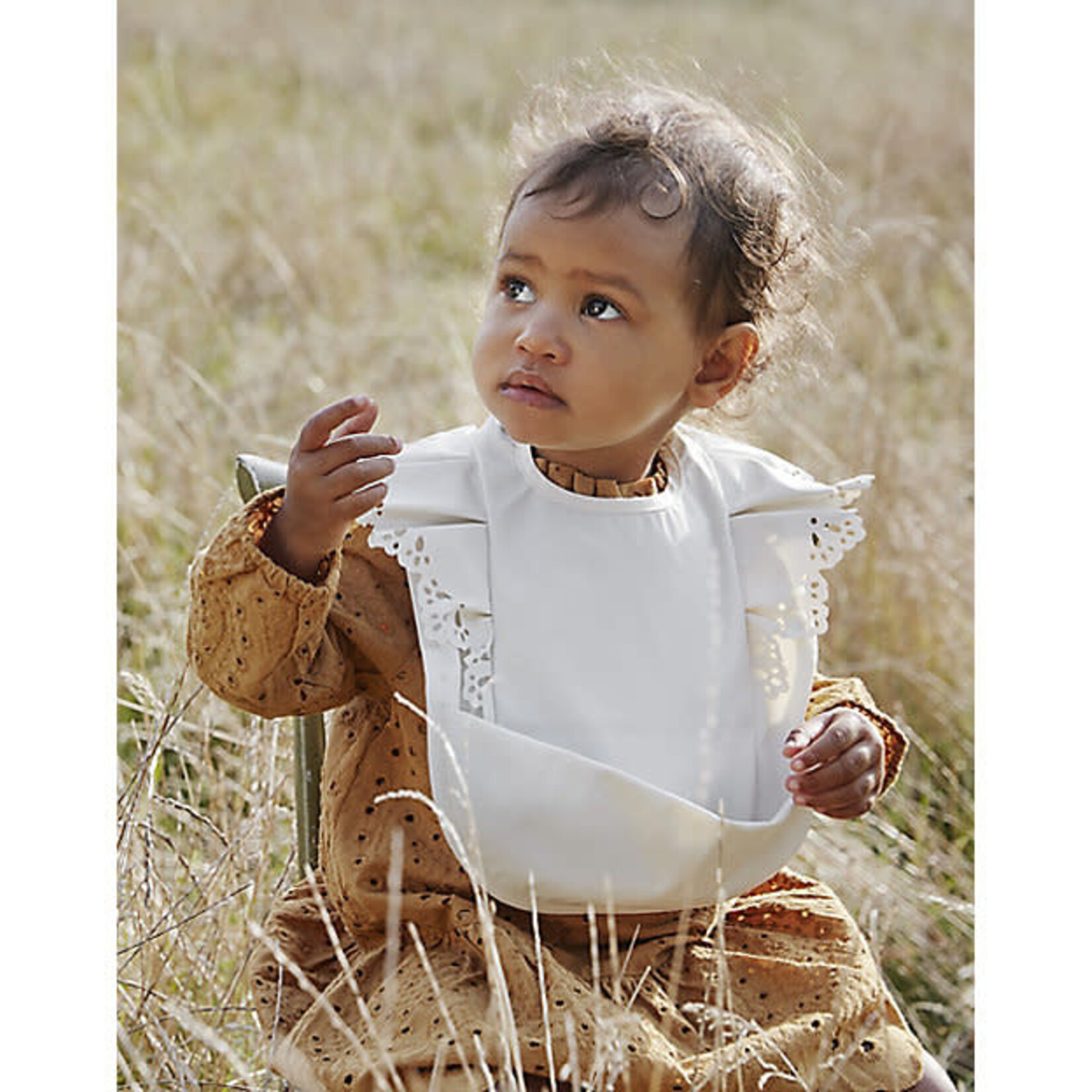 Bavoir récupérateur silicone vanilla white