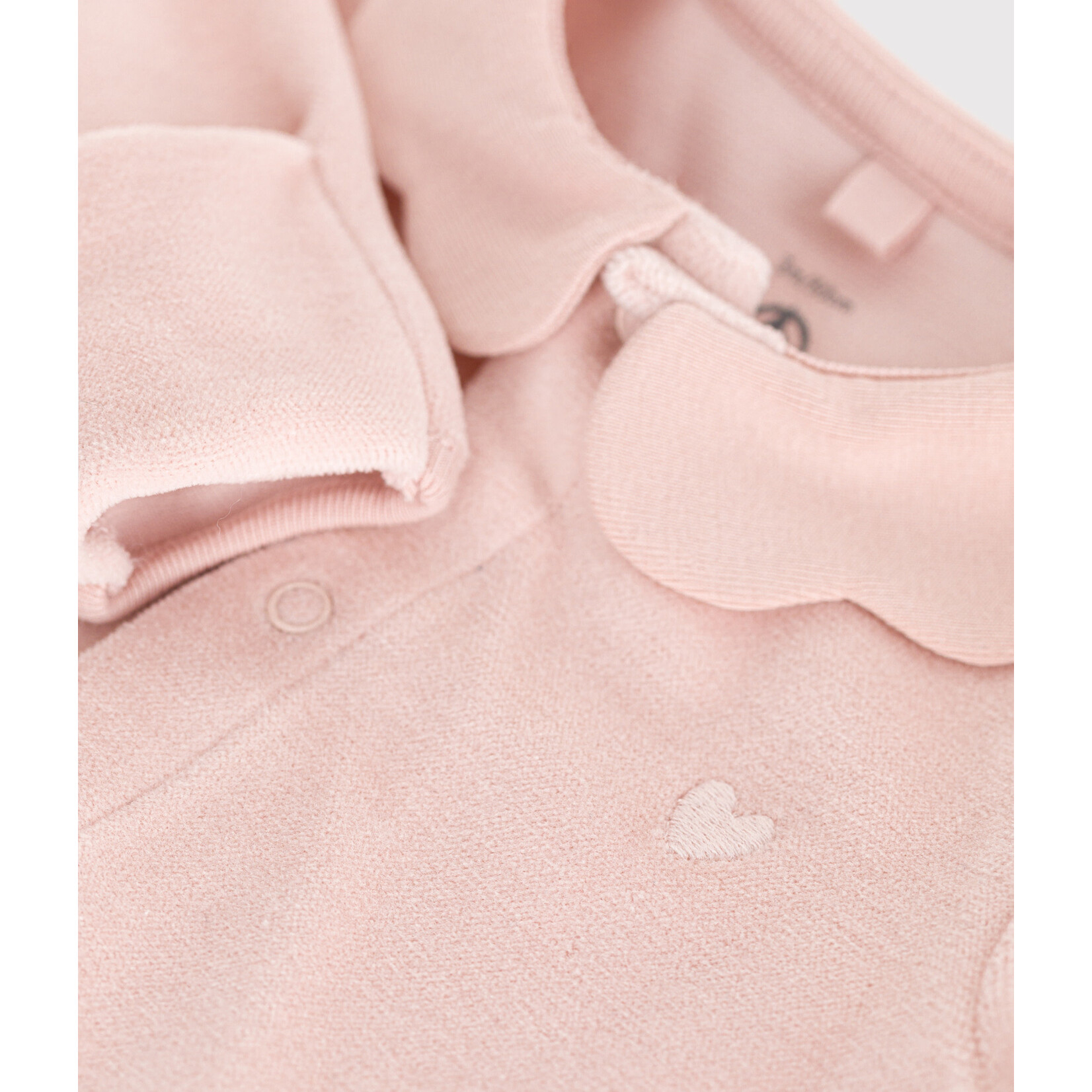 Petit Bateau Dors Bien Pyjama Fille Bébé Hiver Velours Rose Saline Col Fleuri Naissance 50CM