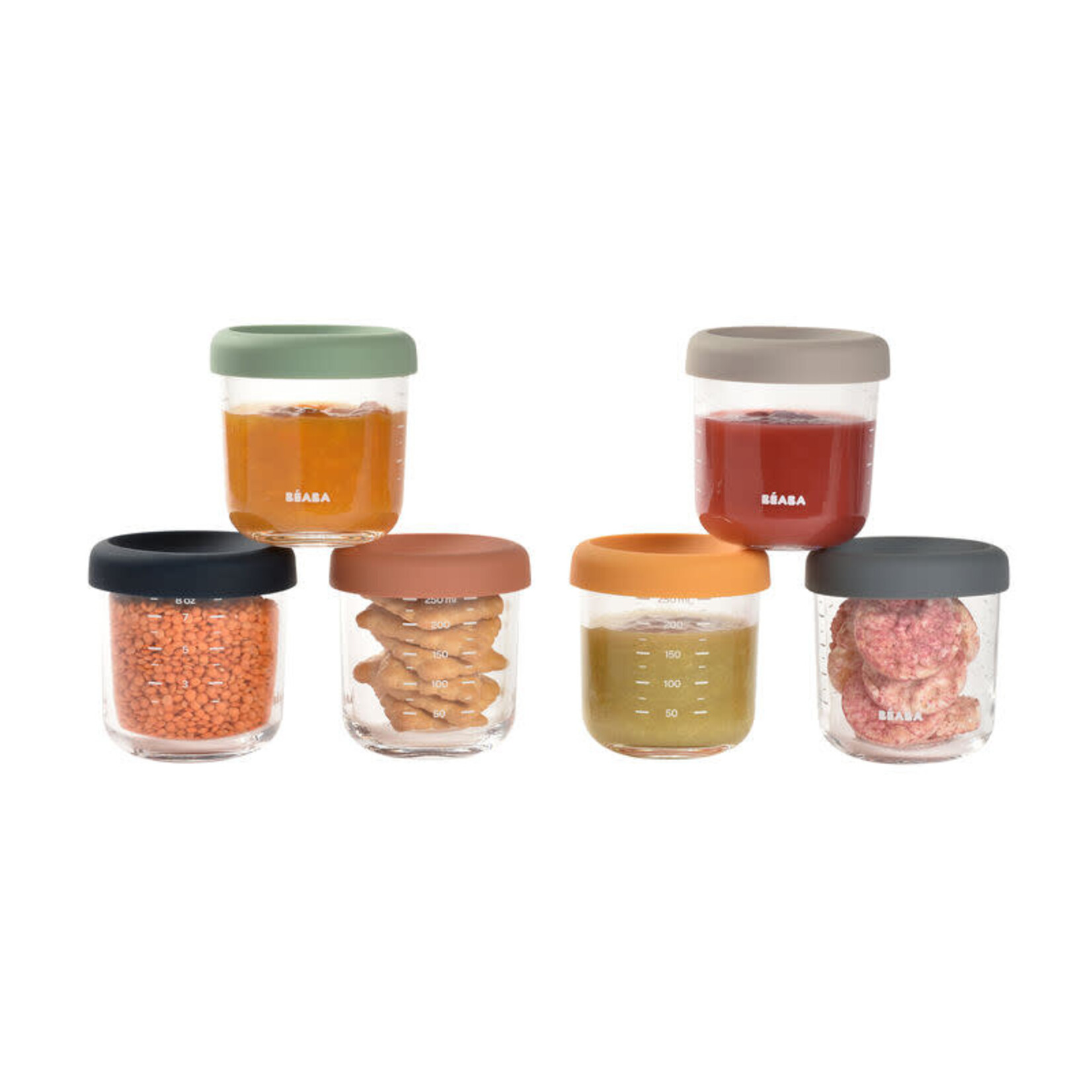 Beaba Coffret 6 Portions Verre Sunrise Color Mix 250 ML