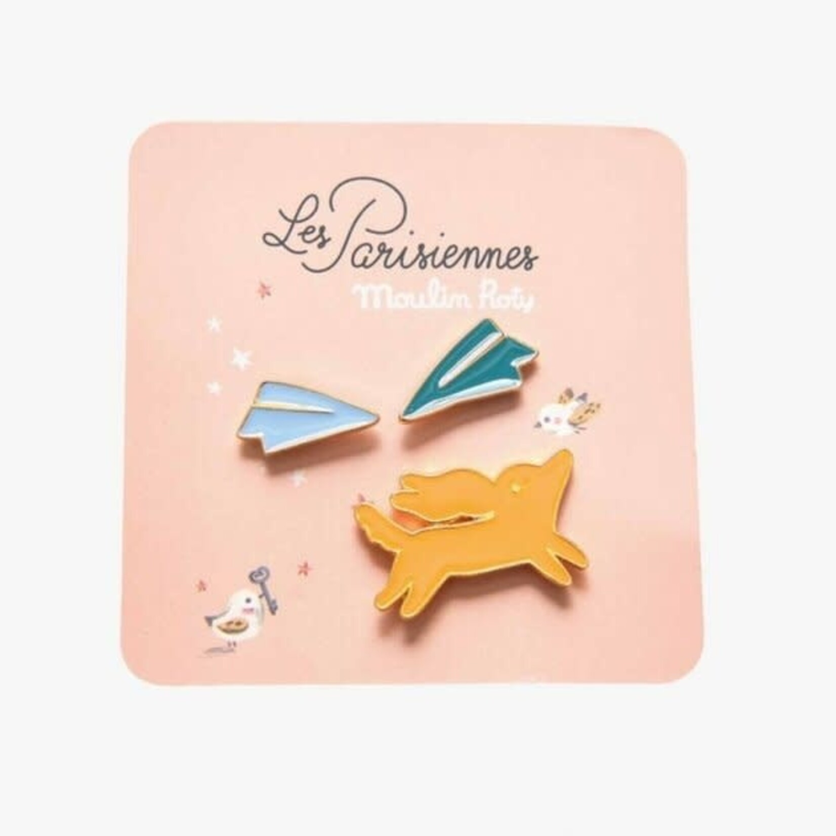 Moulin Roty Set de 3 Pin's Laqués Chien Les Parisiennes