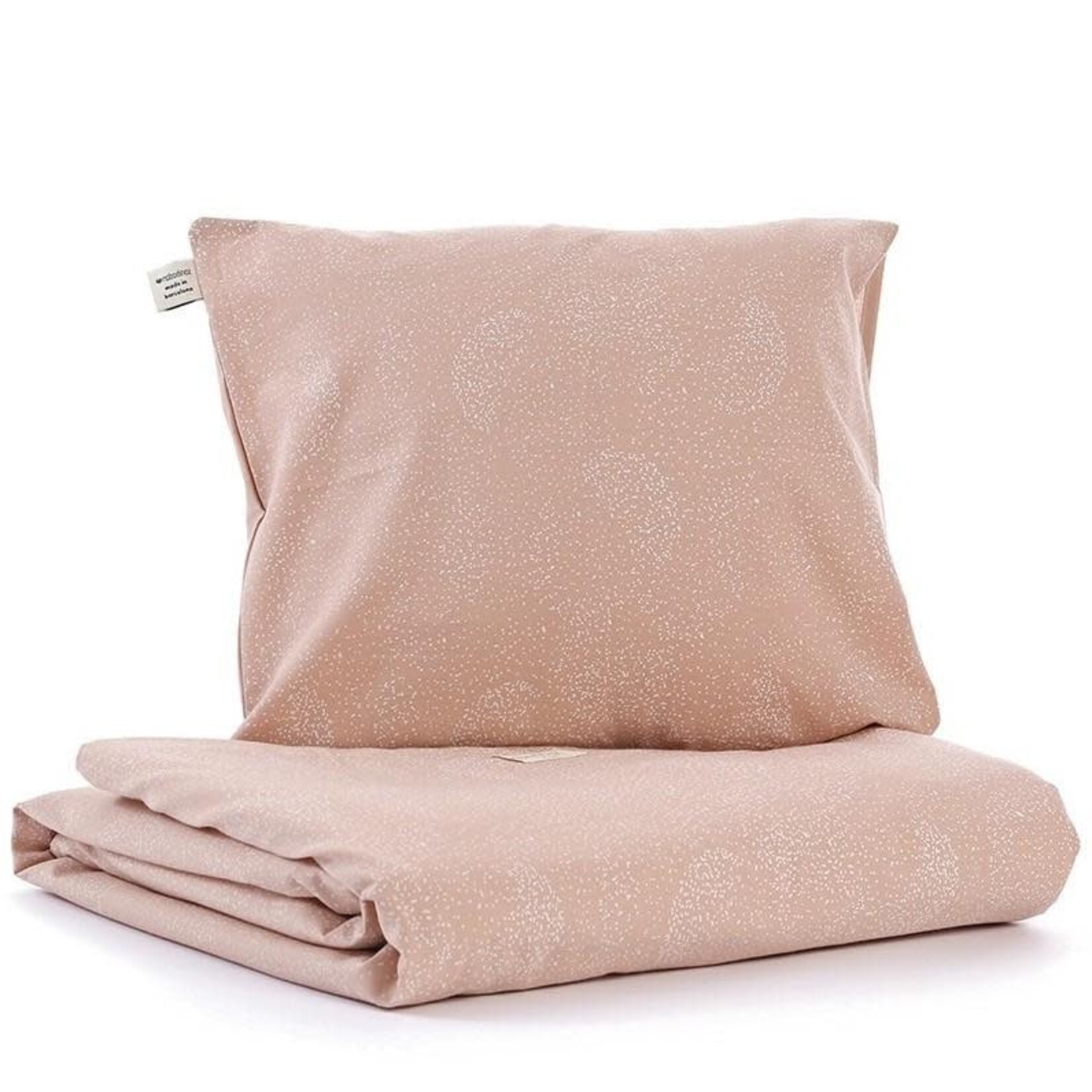 Nobodinoz Housse de couette Himalaya lit berceau White Bubble Misty Pink 100x148 cm