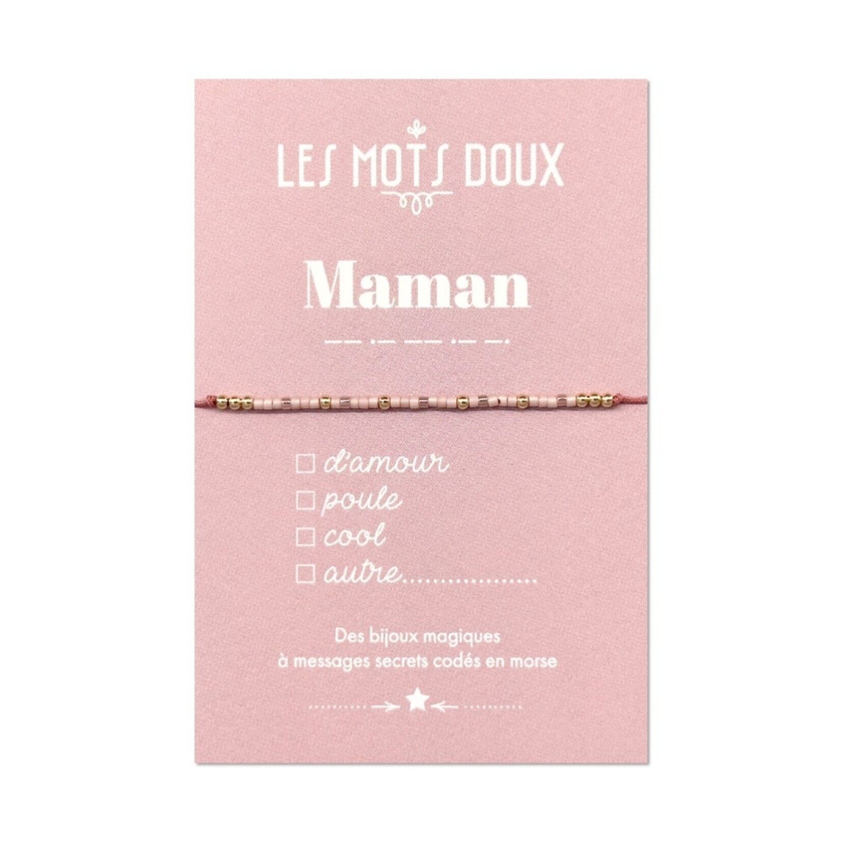 Les mots doux Bracelet en Code Morse  - Maman  - plaqué Or Maman Rose Pale Or