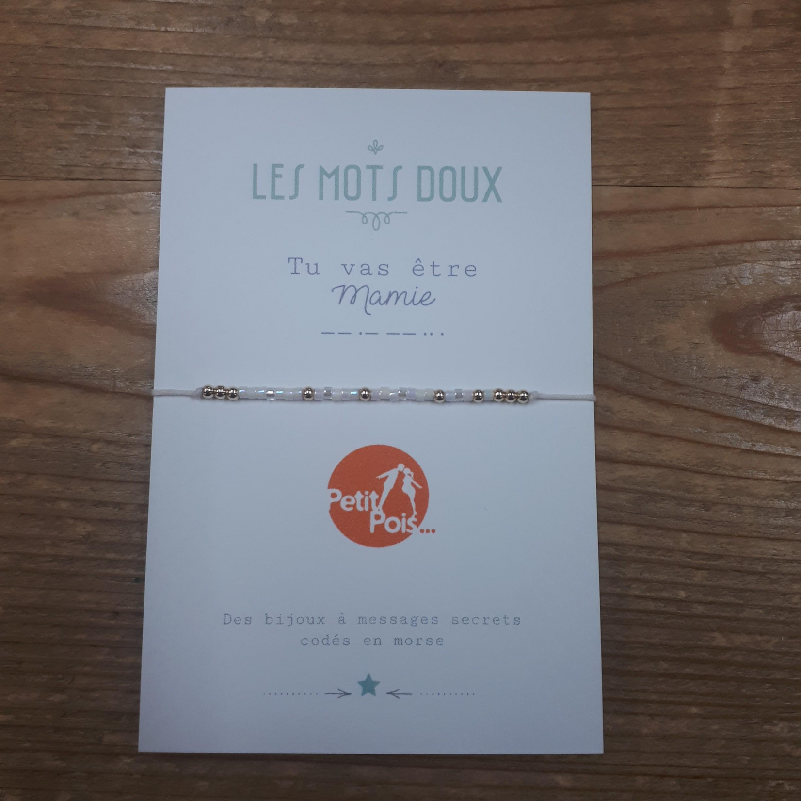 Les mots doux Bracelet en Code Morse Tu Vas Etre Mamie + Carte à Gratter Annonce Grossesse