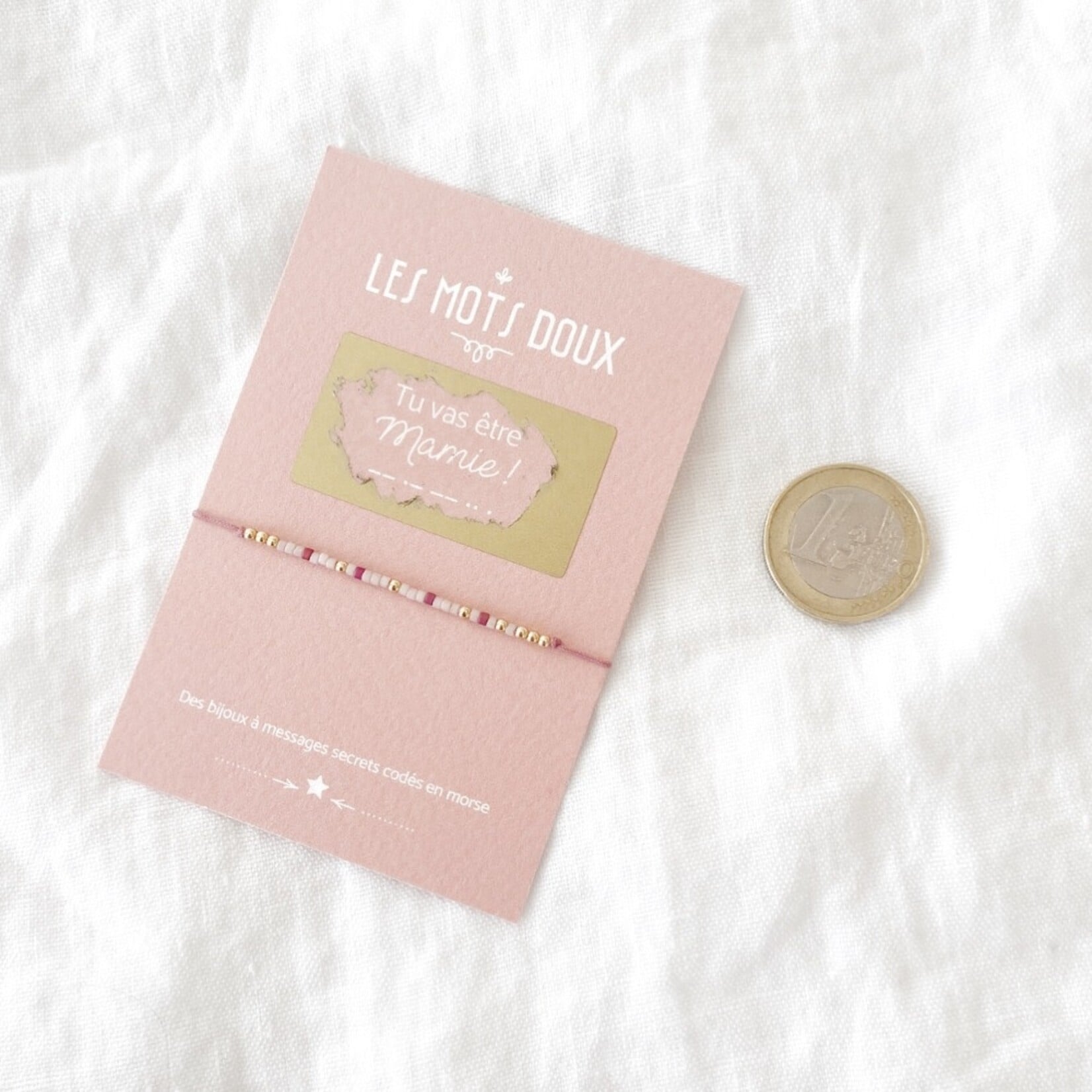 Les mots doux Bracelet en Code Morse Tu Vas Etre Mamie + Carte à Gratter Annonce Grossesse