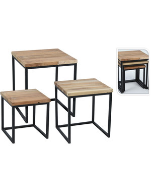  Bijzettafel teak set/3