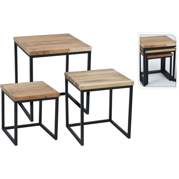 Bijzettafel teak set/3