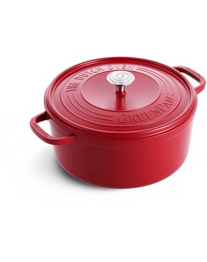 Greenpan Braadpan-Featherweights Stoofpot met keramische antikleeflaag deksel rood 22cm