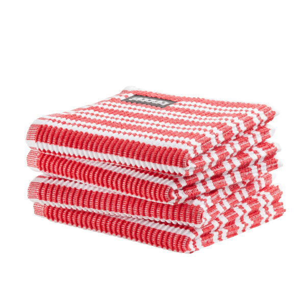 DDDDD Vaatdoek Stripe rood-wit set/4