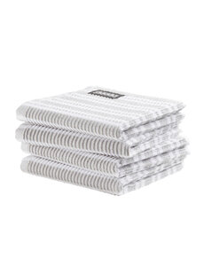 DDDDD Vaatdoek Stripe lichtgrijs-wit set/4