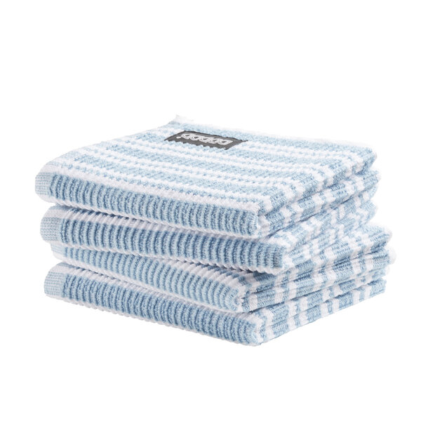 DDDDD Vaatdoek Stripe pastelblauw-wit set/4