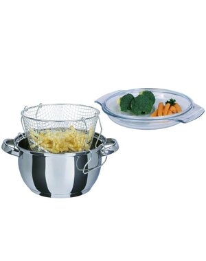 GSW Frituurpan 3 l Ø22cm rvs met glazen deksel GSW