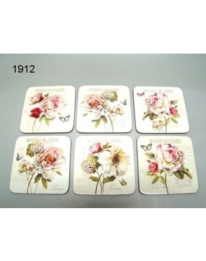  Glasonderzetter set 6 stuks Bloemen