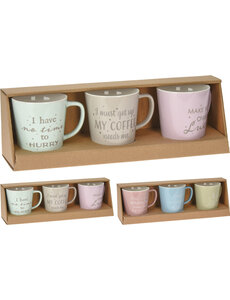 Excellent Houseware Mok set/3 new bone china porselein 330ml