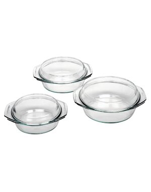 Bohemia Cristal Ovenschaal met deksel set-3 stuks
