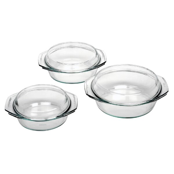 Bohemia Cristal Ovenschaal met deksel set-3 stuks