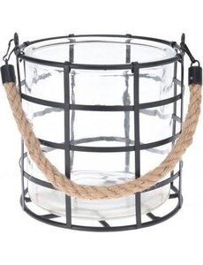  Theelichthouder glas met metal