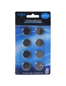  Batterij knoopcel CR2032 set 8 stuks