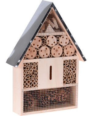  Insectenhotel hout metalen dak 28x8,8x39,5cm