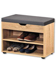 Kesper Schoenenkast met opbergvak en zitkussen eikenlook