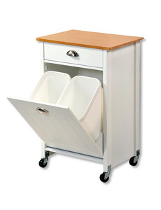 Kesper Keukentrolley met afvalbak wit met bamboelook blad