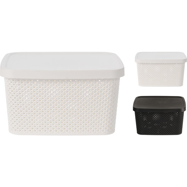Mand met deksel 27,7x22,4x15,1cm 2 assorti