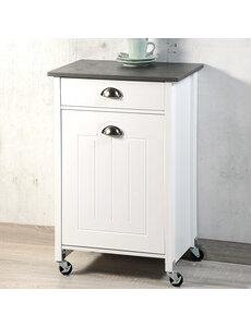 Kesper Keukentrolley met afvalbak wit met grijs blad