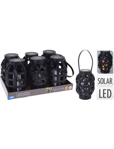 Home & Styling Solar lantaarn Rotan zwart LED