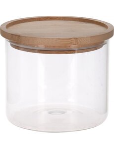 Excellent Houseware Voorraadpot glas 950ml met houten deksel