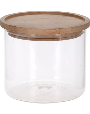 Excellent Houseware Voorraadpot glas 950ml met houten deksel