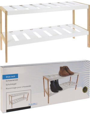  Schoenenrek bamboe 2 laags 70x26x36cm