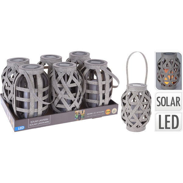 Home & Styling Solar lantaarn Rotan grijs LED