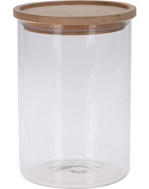 Excellent Houseware Voorraadpot glas 1700ml met houten deksel