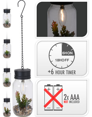 Home & Styling Hanglamp met plant 4ass