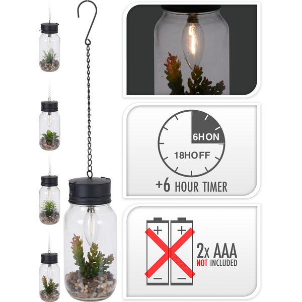 Home & Styling Hanglamp met plant 4ass