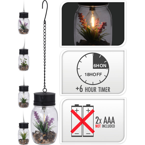 Home & Styling Hanglamp met Plant 4ass