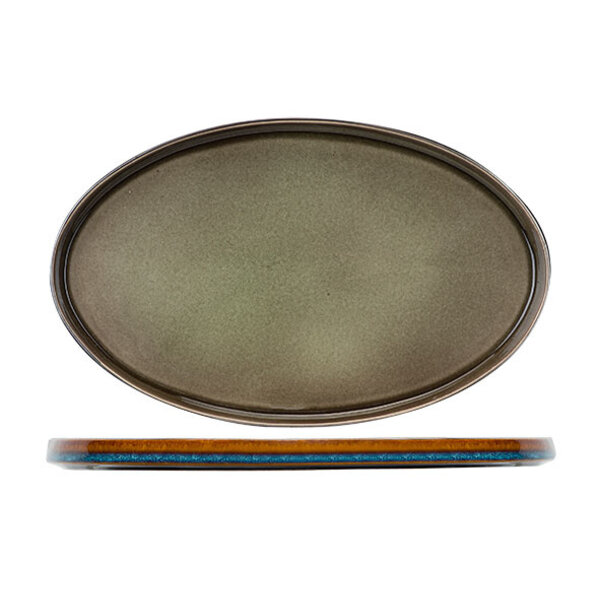 Cosy & Trendy Plat bord ovaal 30,5x19cm green Quintana